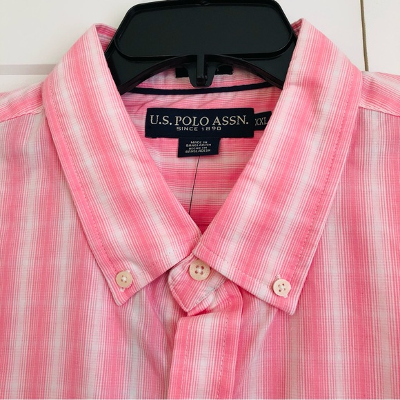 U.S. POLO ASSN MEN'S SHIRT SIZE XXL STRETCH COLLARED NECK BUTTON DOWN STRIPED - Picture 6 of 7